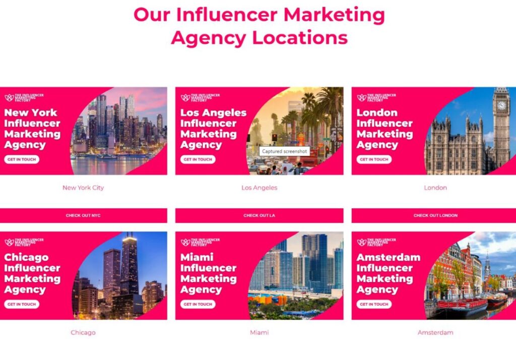 Influencer marketing agency locations