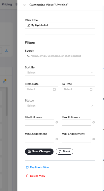 Creator.co opt-in tab