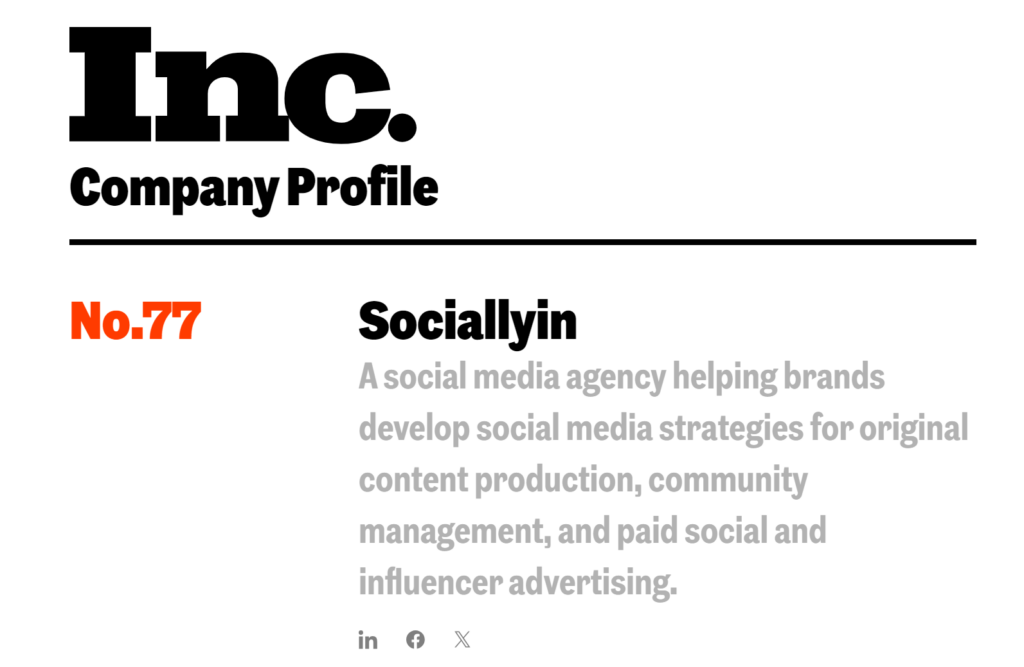 Inc 5000 Sociallyin recognition